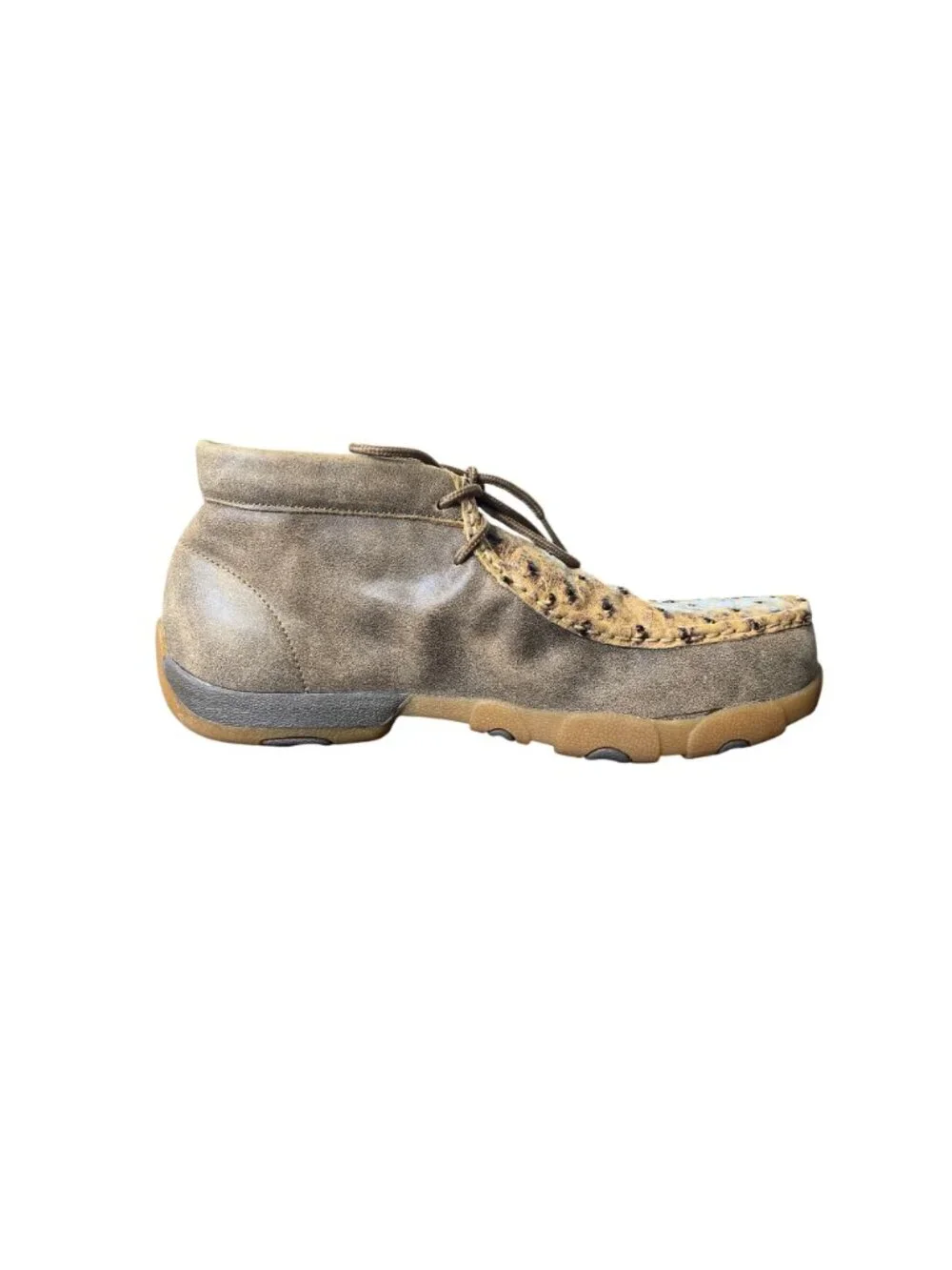 Twisted X Men Size 8 Nano Safety Toe Driving Moc Chukka Leather Ostrich Tan Work